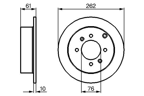 Disque de frein BOSCH 0986479125 - arrière, plein, boîte de 2 disques, 4 trous, épaisseur 10 mm_0