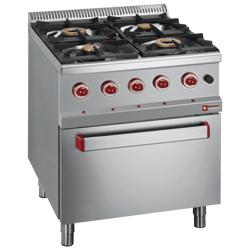 Fourneau 4 feux gaz avec four électrique GN 2/1 - Optima 700 - 5,3 kW, 700x700x850/920 mm_0
