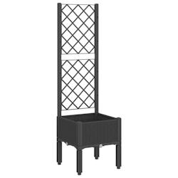 Helloshop26 - Jardinière bac lit surélevé plantes fleurs terrasse jardin avec treillis 40 x 40 x 142 cm PP noir 02_0038293 - 3000214208053_0