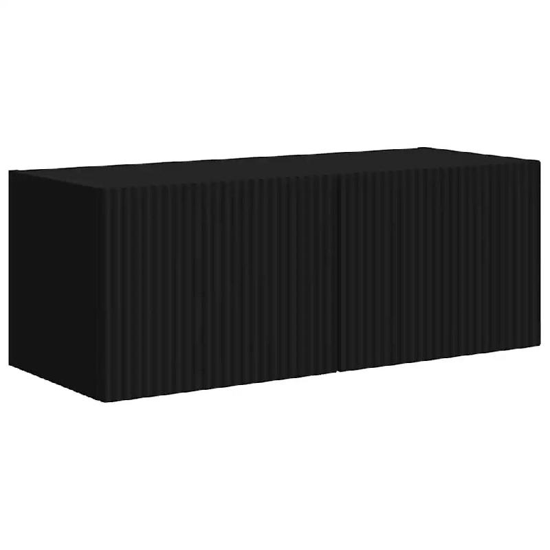 Helloshop26 - Meuble TV mural moderne minimaliste 78,5 x 31 x 29,5 cm rangement stylé en bois d'ingénierie noir 02_0054901 - noir Bois massif 300023_0