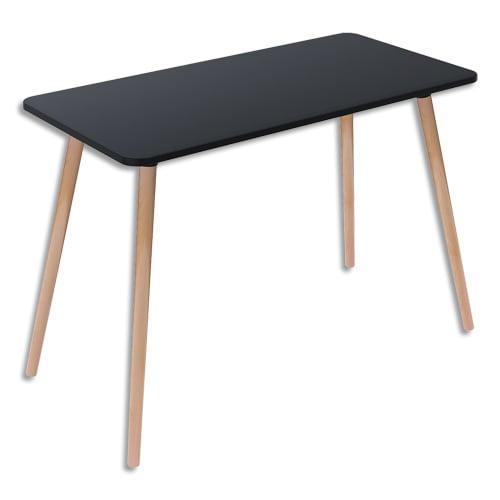 Bureau hop 100x50cm, plateau 19mm noir, chant noir, pied hêtre vernis_0