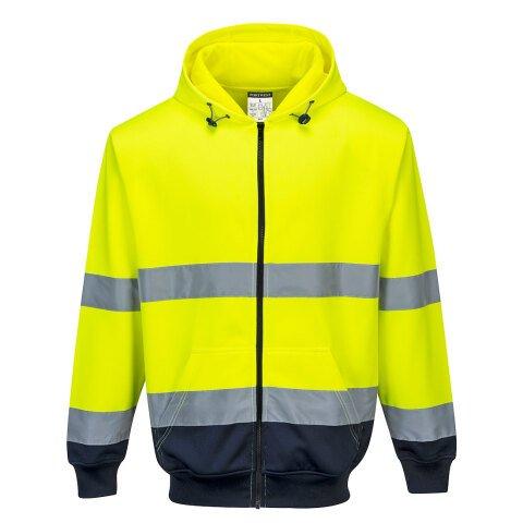 PORTWEST B317 SWEAT HI-VIS BICOLORE ZIPPÉ À CAPUCHE JAUNE/MARINE - TAILLE XXL