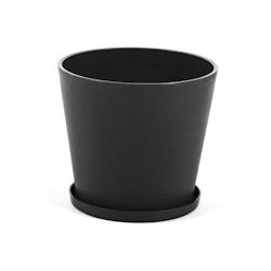 RATTATAN Pot rond Ø38cm en polypropylène avec fibre de verre, soucoupe assortie, léger, résistant, pour intérieur et extérieur LILIUM (1 pièce,_0