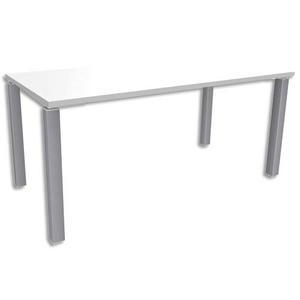 Simmob bureau droit 4 pieds + raidisseur passe-câbles exprim l160 x h72,5 x p80 cm blanc perle aluminium_0