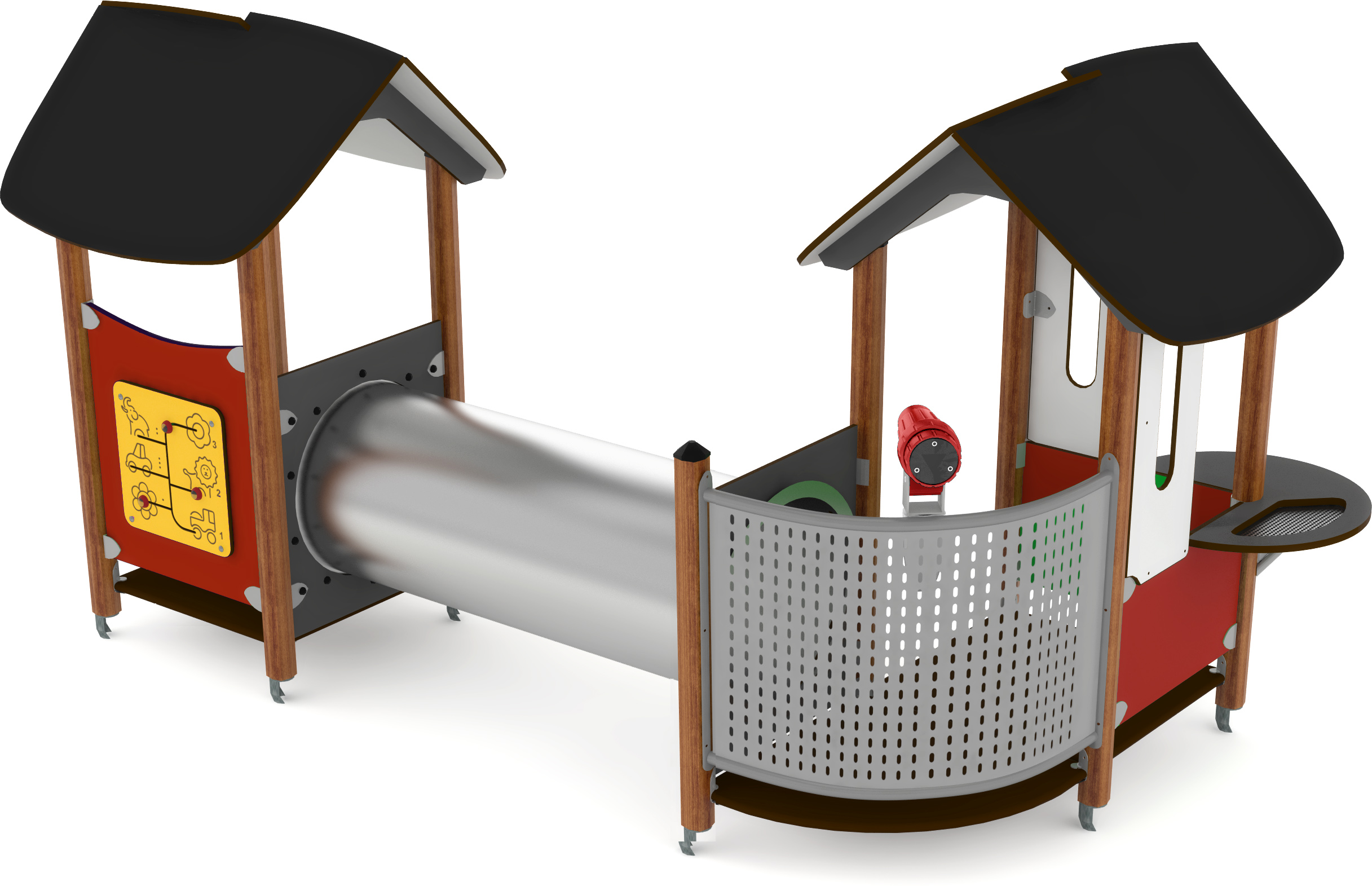 Structure multi-jeux pour enfants 1 à 5 ans - Unimini Clav - 8046768 - Hags - Poteaux bois et panneaux HPL_0
