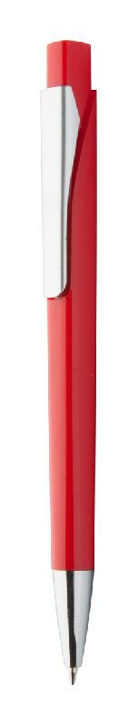 Stylo à bille en plastique - attributs argentés - encre bleue - couleur rouge - poids 9g_0