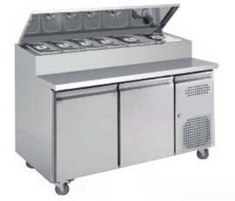 Table de préparation positive avec saladette à capot incorporée - 2 portes - AAS27PP - Inox - 282L - Froid ventilé_0
