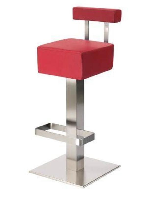 Tabouret de bar Rubix - avec dossier - châssis en inox satiné_0