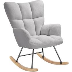 TecTake GmbH tectake Fauteuil à bascule TORVE rembourré au tissu bouclé - gris clair - 405848 - gris 405848_0