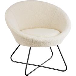 TecTake GmbH tectake Fauteuil cocktail CENTERA rond et rembourré - Bouclé blanc cassé -405401 - blanc acier 405401_0