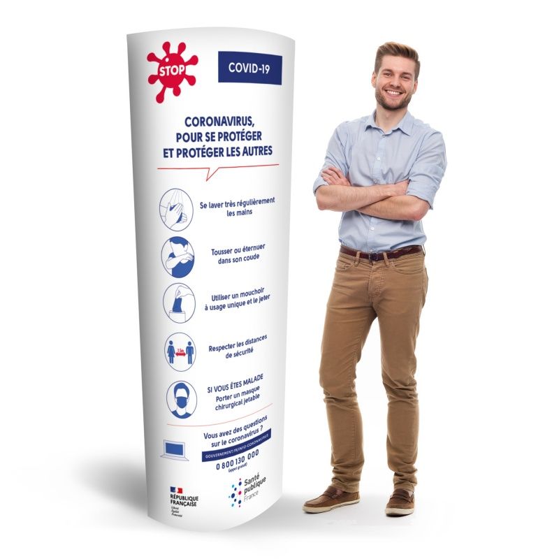 Totem - Bikom - en carton COVID-19 - elliptique 60x180 cm avec impression personnalisée_0
