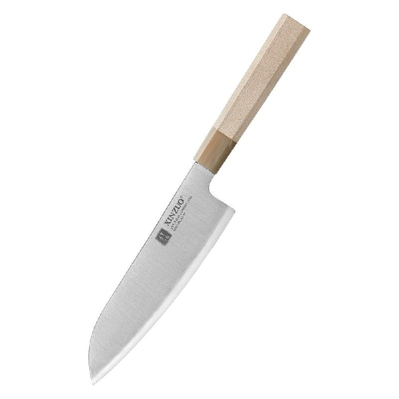 XinZuo - Couteau santoku en acier carbone Blue #2 - série PM8M - 18 cm - fabriqué en acier composite à 3 couches - multicolore PM8M-RS_0