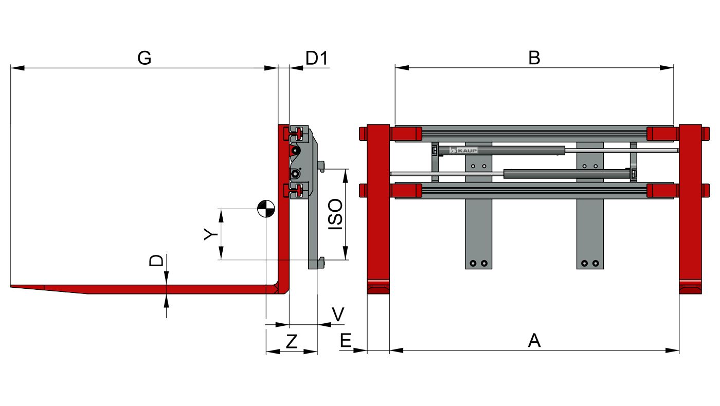2T466ZH - Écarteurs et ajusteurs de fourche KAUP - capacité 1900 kg - positionneur sans déplacement latéral_0