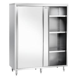 Armoire haute Bartscher en acier inoxydable - Portes coulissantes - Profondeur 600 mm, Hauteur 2000 mm - 3 tablettes réglables - 398140_0