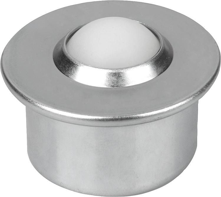 Bille de convoyage - norelem France - boîtier en tôle d'acier zingué - bille en polyamide PA 66_0