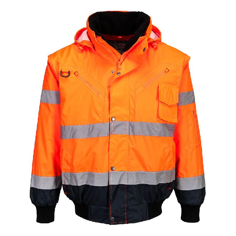 Blouson Bomber  3-en-1 Haute Visibilité Bicolore - Orange/Marine / L_0