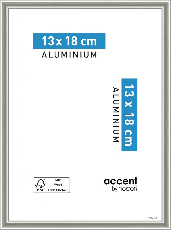 Cadre en aluminium nickel - Dimension 13x18 cm - Gris - Verre minéral 2 mm_0