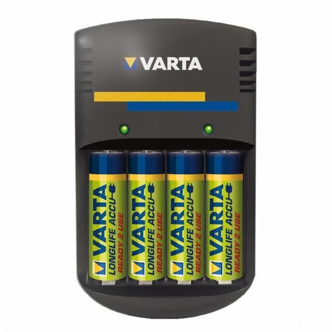 CHARGEUR DE PILE PLUG VARTA + 4 PILES AA HR6