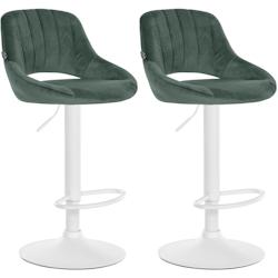 CLP Lot de 2 tabourets de bar Milet velours Vert/Métal blanc mat - vert textile 324469_0