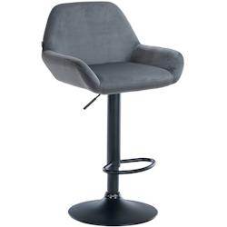 CLP Tabouret de bar Braga Velours avec pied en métal réglable et pivotant Gris foncé/Noir - gris textile 320898_0