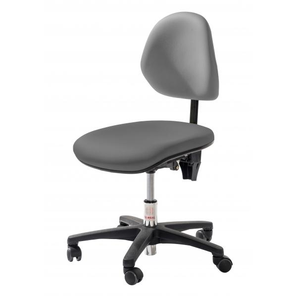 Fauteuil professionnel petite enfance - Assise basse rembourrée en simili cuir gris - Base plastique - Marque GLOBAL®_0