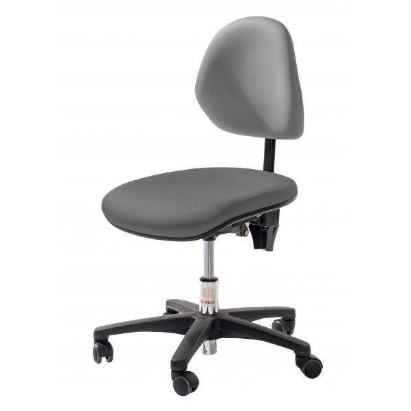 Fauteuil professionnel petite enfance base plastique Assise rembourrée Gris - Simili cuir_0