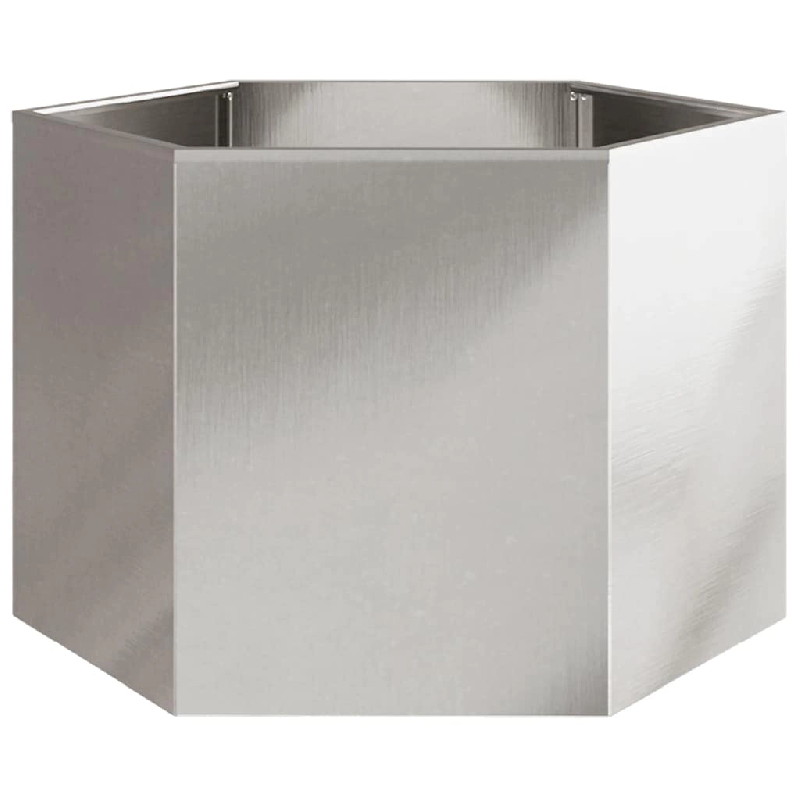 Helloshop26 - Jardinière bac lit surélevé plantes fleurs terrasse jardin hexagone 69 x 60 x 45 cm acier inoxydable Argent 02_0038653 - 3000217807635_0
