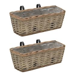 Helloshop26 - Lot de 2 jardinière de balcon osier avec doublure en PE 40 cm 02_0000821 - 3000071541539_0