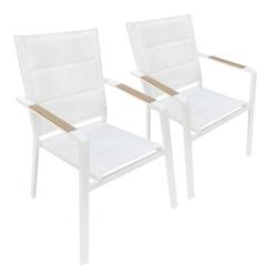 Oviala Business Lot de 2 chaises de jardin en aluminium et textilène blanc - blanc 112568_0