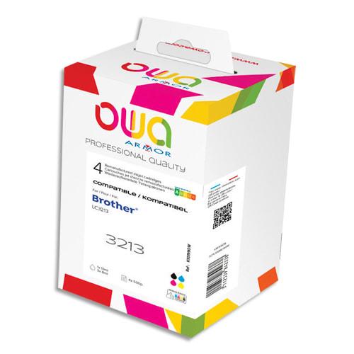 Owa pack de cartouches compatibles jet d'encre noir + couleurs brother lc3213xl k10199ow_0