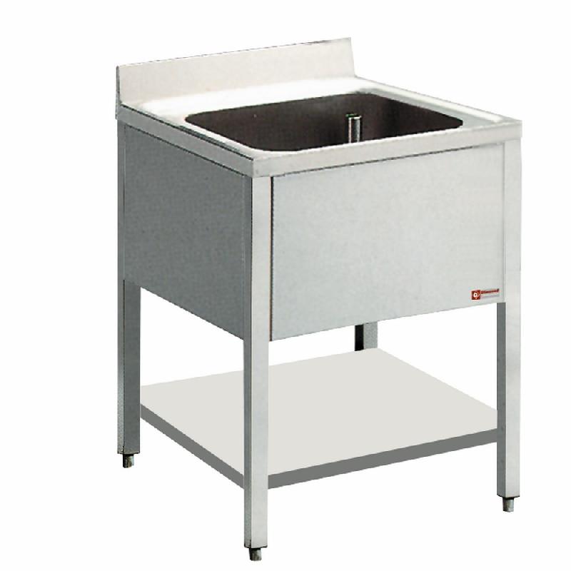 Plonge inox 1 cuve 400x400xh275 + piétement avec ti profondeur 600 mm gamme standard line 600x600xh880/900 plonges inox avec soubassement soude - L611/6_0