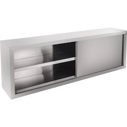 Royal Catering - Royal Catering Armoire Murale Cuisine Suspendue Rangement INOX RCHC-160/40 (160x40x65cm, 2 Portes coulissantes, 1 étagère - argent_0