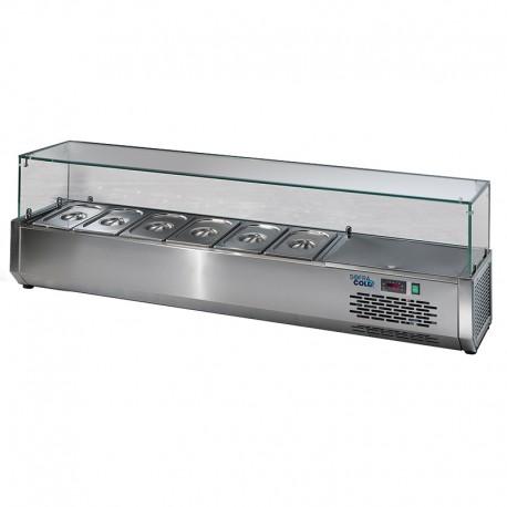 Saladette réfrigérée 6 bacs gn 1/3 pour tables à pizza tpz2 - 1600x389x457 - VR163V_0