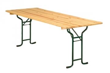 Tables pliantes brasserie festivité - 220x70 cm - plateau en pin massif - piétement tubulaire Ø25 mm_0