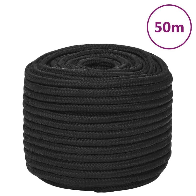 Vidaxl corde de bateau noir complet 12 mm 50 m polypropylène 152512_0