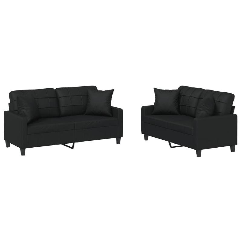 VidaXL Ensemble de canapés 2 pcs avec coussins noir similicuir Modèle Héritage Horizon - 3201368_0