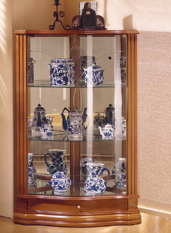 Vitrine en bois basse d'angle dv24va - merisier_0