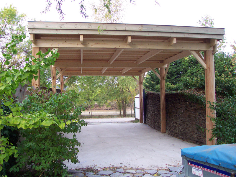 Abri camping-car ouvert - structure en bois - toiture plate - 500 x 900_0