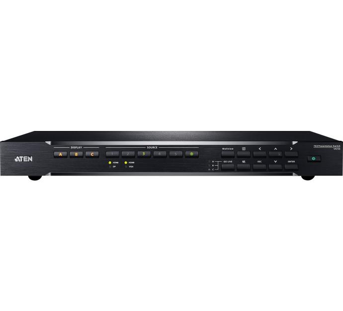 Aten VP2730 - Commutateur matriciel 7 entrées / 3 sorties : DisplayPort / HDMI / VGA / HDBaseT avec mélangeur audio intégré_0