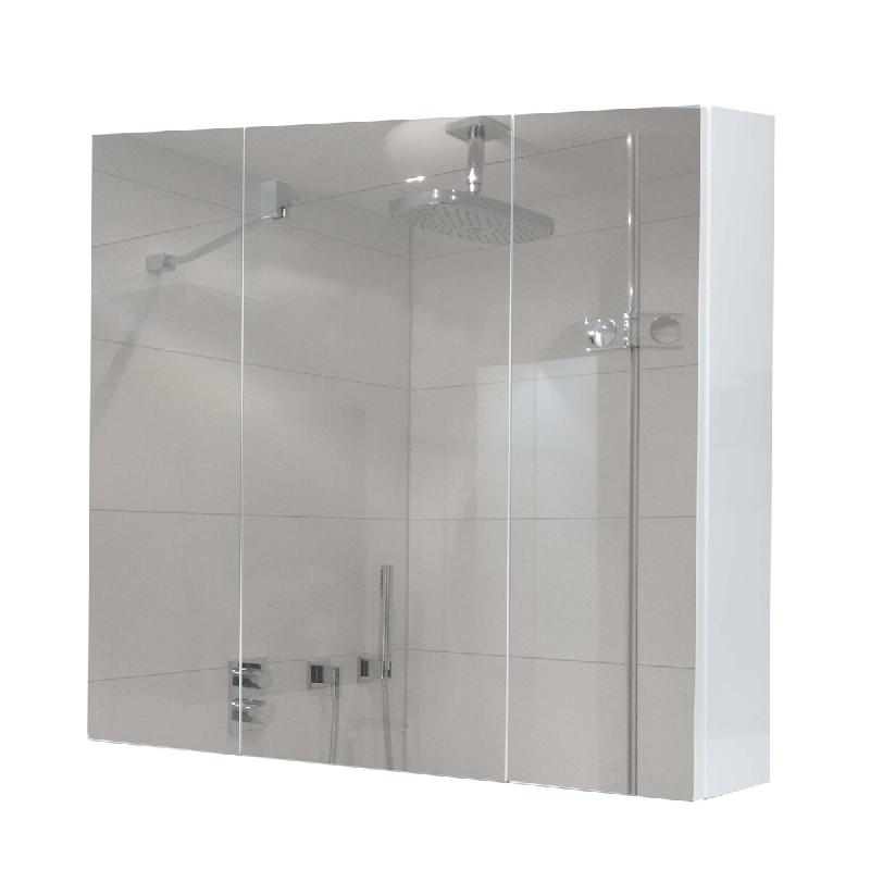 Décoshop26 - Armoire à miroir meuble de salle de bain mural 6 étagères brillant 70 x 80 x 16 cm blanc 04_0005769 - blanc 3000261493259_0