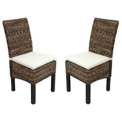 Décoshop26 - Lot de 2 chaises de salle à manger Bali en banane tresse sombre avec coussin design rustique  04_0000198 - 3000253888988_0