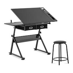 Helloshop26 - Table à dessin bureau inclinable et réglable en hauteur 115 x 60 cm tabouret compris 14_0003608 - 3000233798986_0