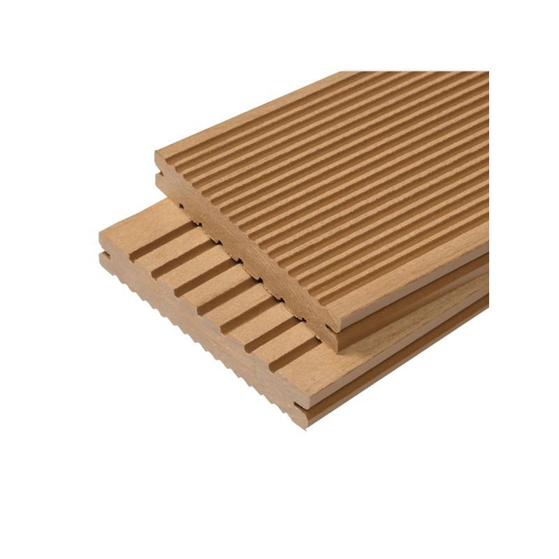 Lame terrasse bois composite plein Maxima - Beige clair, 360 cm x 14 cm x 2,2 cm - Surface couverte 0,5 m² - Garantie 10 ans_0