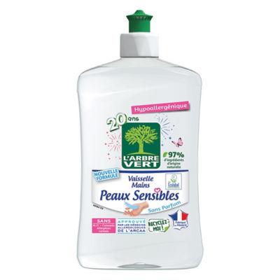 Liquide vaisselle 2 en 1 L'Arbre Vert peaux sensibles 500 ml_0