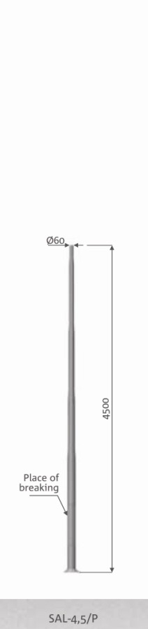 Mât d'éclairage public basculant sal 45/p / hauteur 4.5 m / en aluminium / diamètre 60 mm_0