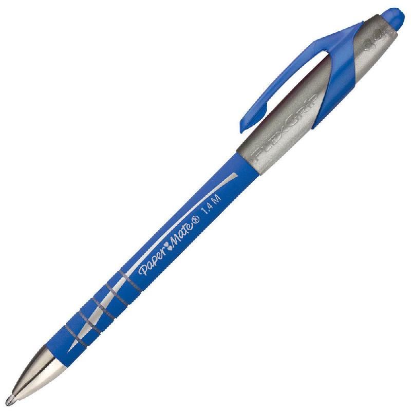 PAPER MATE STYLO BILLE  FLEXGRIP ELITE - RÉTRACTABLE - BILLE DE 1,4 MM - ECRITURE XXL - COULEUR BLEU (PRIX UNITAIRE)