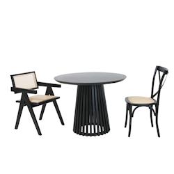 SIT Möbel Fauteuil avec assise en rotin | Assise rembourrée | Bois d'hévéa noir | L 52 x P 58 x H 78 cm - multicolore multi-matériau 02411-11_0