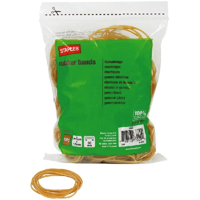 STAPLES ELASTIQUE FIN L. 60 MM STAPLES - SACHET DE 100 G (PRIX À L'UNITÉ)