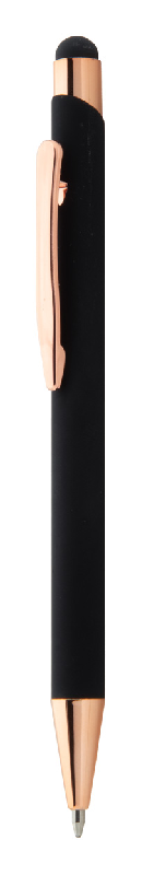 Stylo à bille et stylo tactile - Aluminium recyclé - Finition caoutchoutée - Détails rose doré_0