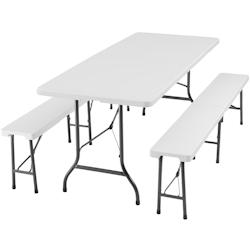 TecTake GmbH tectake Ensemble de table de camping pliable  blanc - 404527 - blanc plastique 404527_0